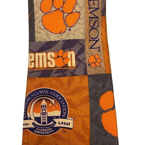 Eagles Wings University of Clemson Tigers Basketball Orange and Regalia Necktie - Picture 3 of 8